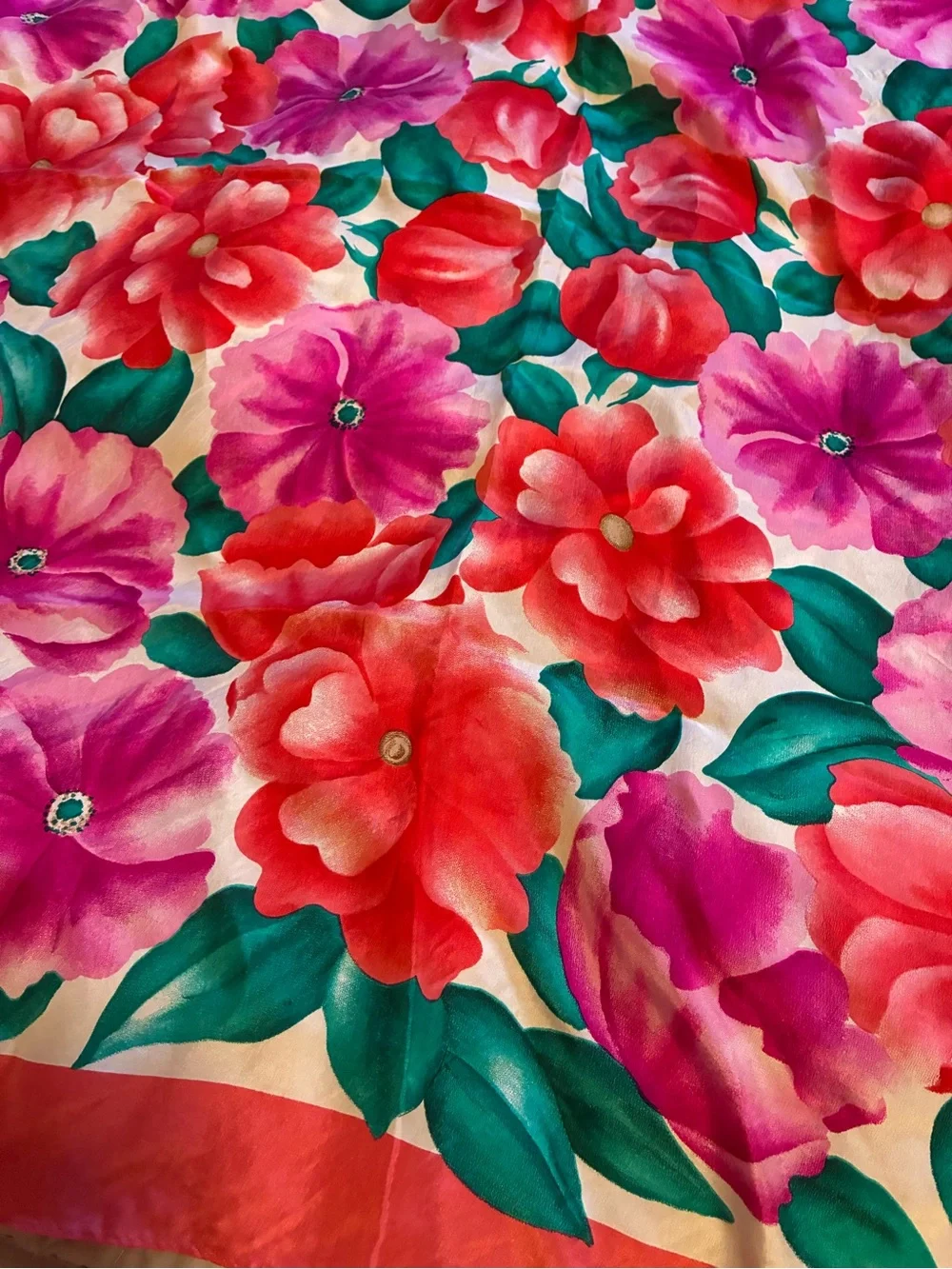 Adrienne Vittadini Pink Oversize Vintage 100% Silk Scarf